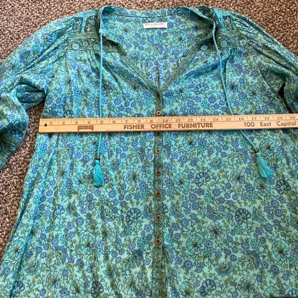 Spell Turquoise Floral Peasant Blouse - Picture 11 of 16